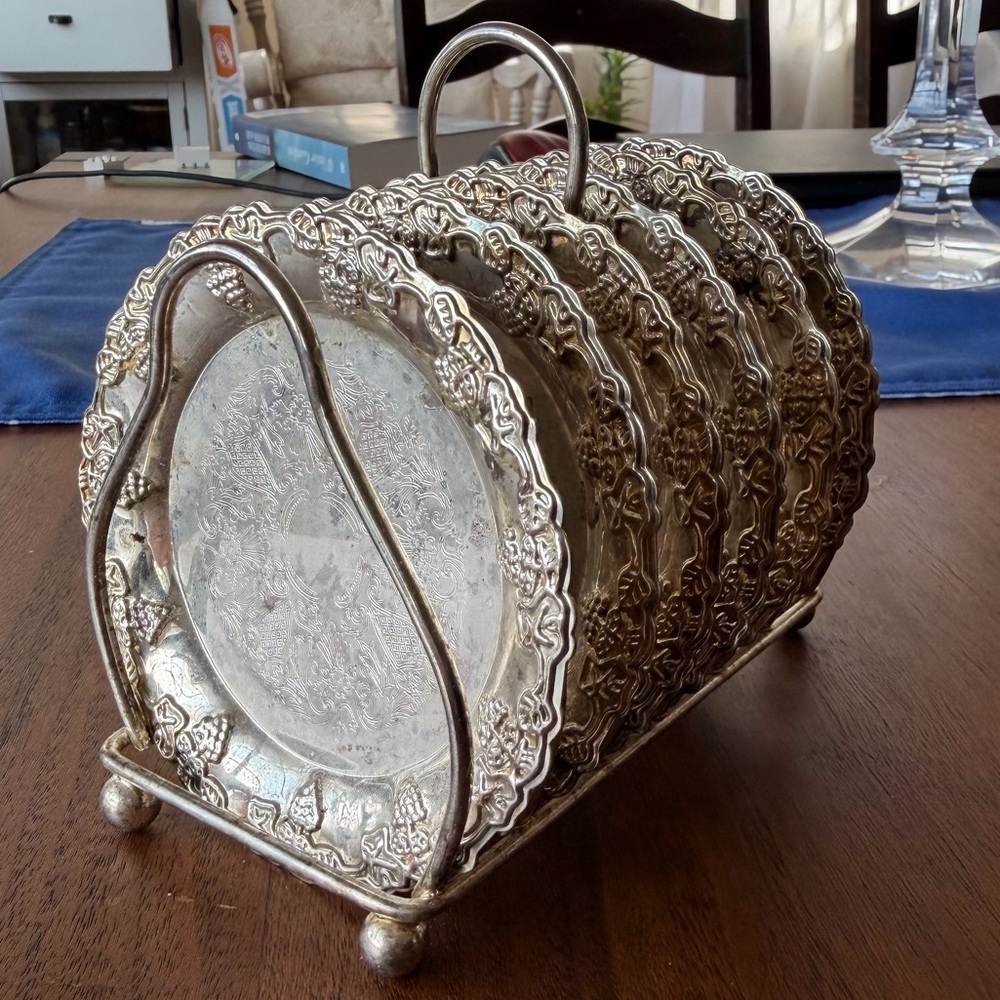 Godinger Silver Art Co. Coaster Set with Holder